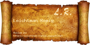 Leichtman Remig névjegykártya